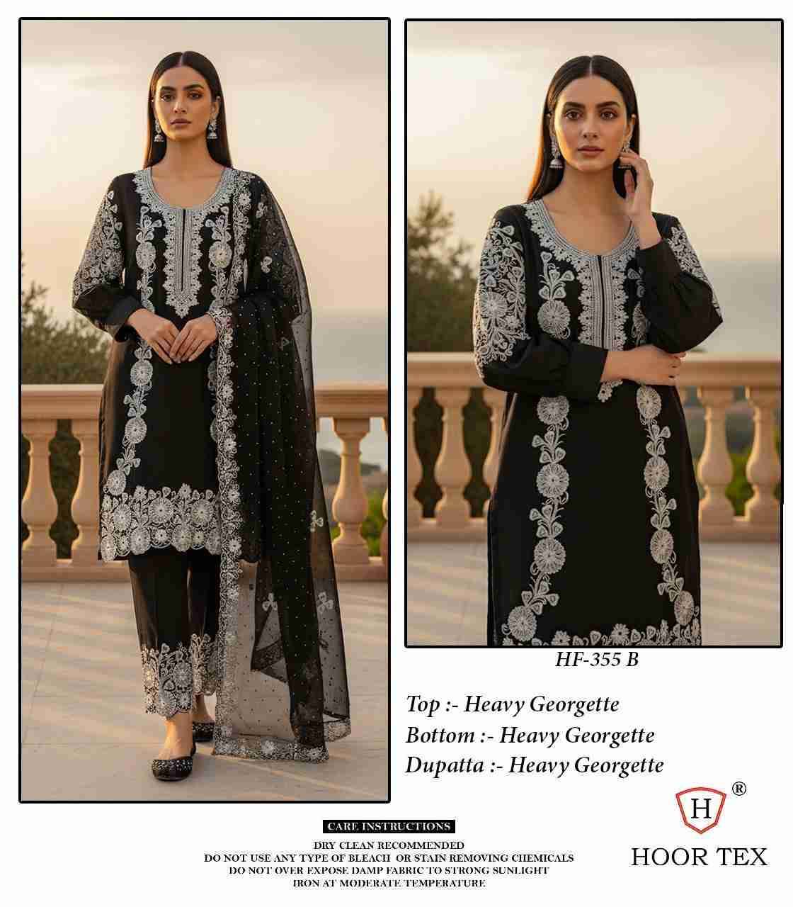 Hoor Tex Hit Design HF-355 Colours By Hoor Tex HF-355-A To HF-355-B Series Designer Festive Pakistani Suits Collection Beautiful Stylish Fancy Colorful Party Wear & Occasional Wear Heavy Georgette With Embroidered Dresses At Wholesale Price