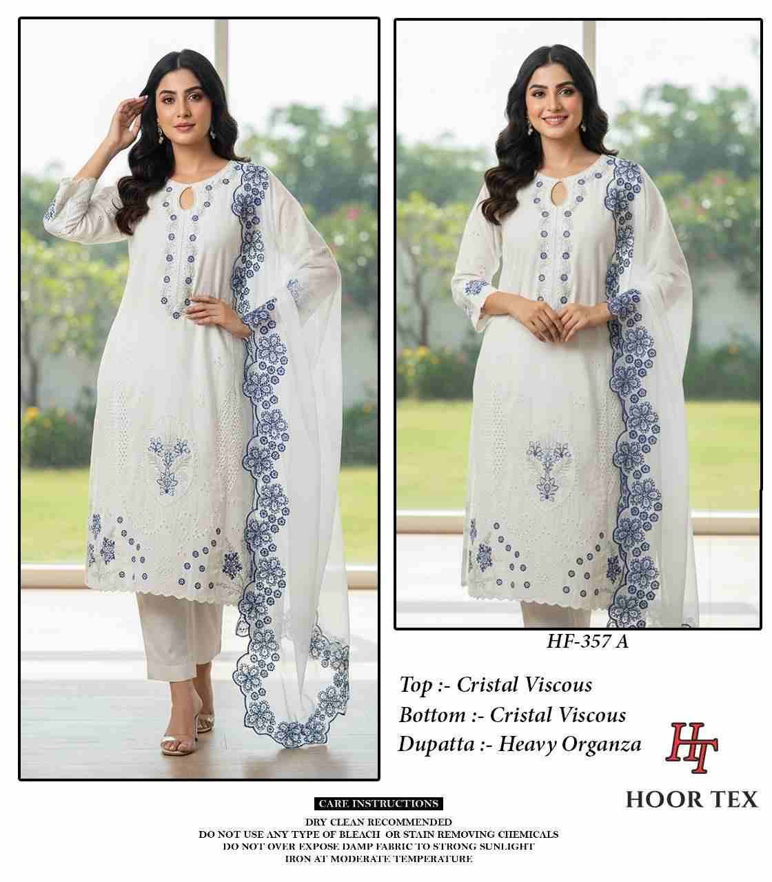 Hoor Tex Hit Design HF-357 Colours By Hoor Tex HF-357-A To HF-357-D Series Designer Festive Pakistani Suits Collection Beautiful Stylish Fancy Colorful Party Wear & Occasional Wear Heavy Viscose With Embroidered Dresses At Wholesale Price