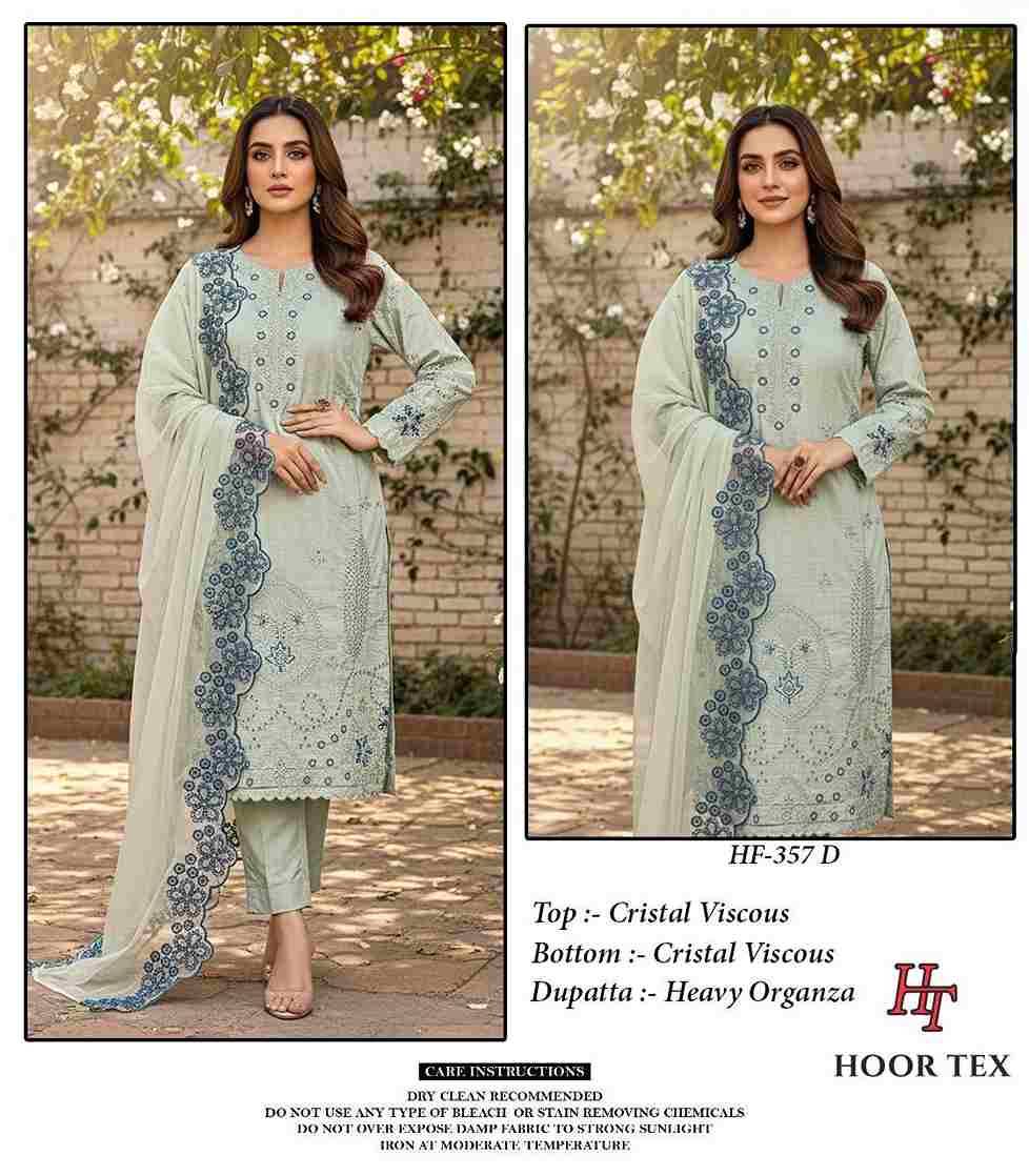 Hoor Tex Hit Design HF-357 Colours By Hoor Tex HF-357-A To HF-357-D Series Designer Festive Pakistani Suits Collection Beautiful Stylish Fancy Colorful Party Wear & Occasional Wear Heavy Viscose With Embroidered Dresses At Wholesale Price