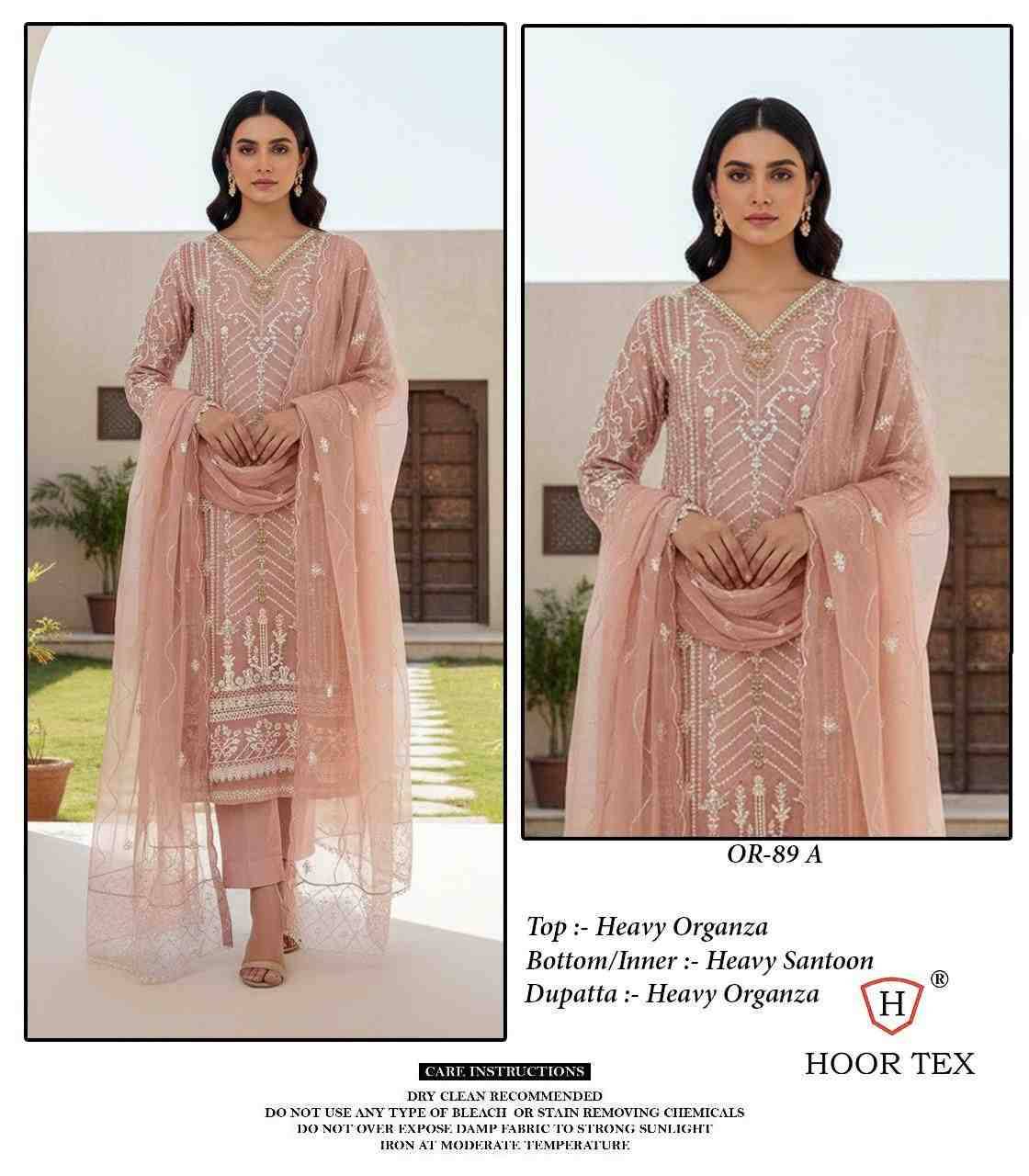 Hoor Tex Hit Design OR-89 Colours By Hoor Tex OR-89-A To OR-89-D Series Beautiful Pakistani Suits Stylish Colorful Fancy Casual Wear & Ethnic Wear Heavy Organza Embroidered Dresses At Wholesale Price