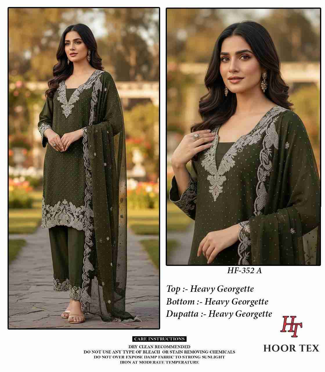 Hoor Tex Hit Design HF-352 Colours By Hoor Tex HF-352-A To HF-352-D Series Designer Festive Pakistani Suits Collection Beautiful Stylish Fancy Colorful Party Wear & Occasional Wear Heavy Georgette With Embroidered Dresses At Wholesale Price