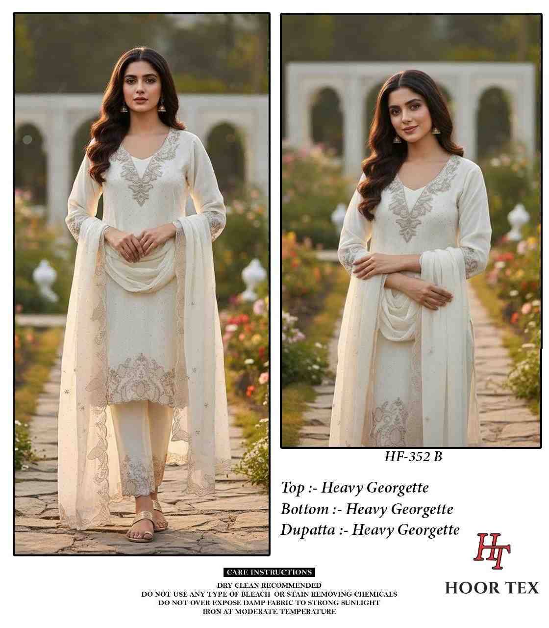 Hoor Tex Hit Design HF-352 Colours By Hoor Tex HF-352-A To HF-352-D Series Designer Festive Pakistani Suits Collection Beautiful Stylish Fancy Colorful Party Wear & Occasional Wear Heavy Georgette With Embroidered Dresses At Wholesale Price