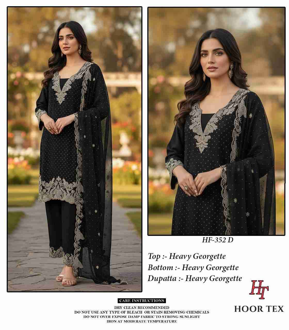Hoor Tex Hit Design HF-352 Colours By Hoor Tex HF-352-A To HF-352-D Series Designer Festive Pakistani Suits Collection Beautiful Stylish Fancy Colorful Party Wear & Occasional Wear Heavy Georgette With Embroidered Dresses At Wholesale Price