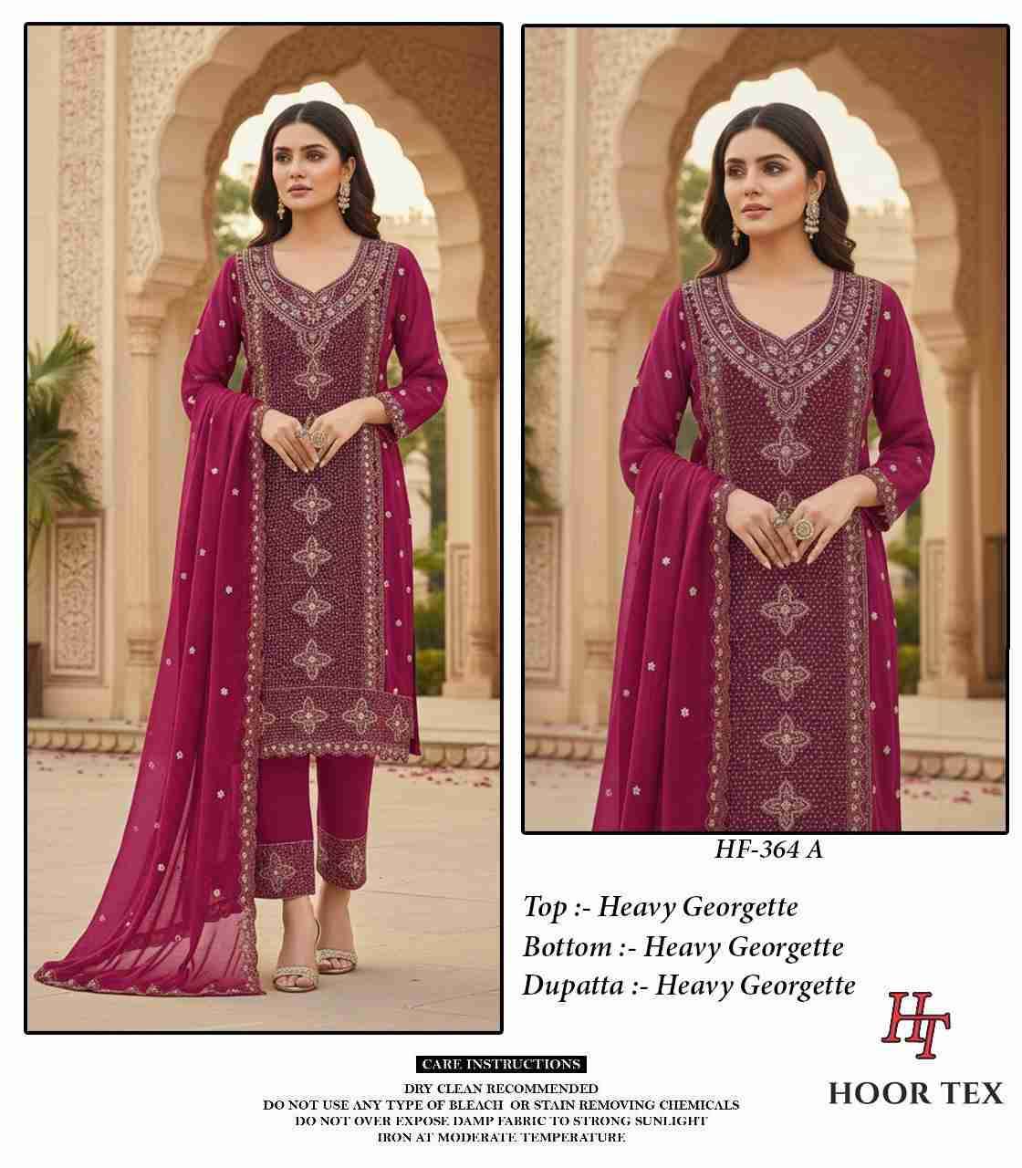 Hoor Tex Hit Design HF-364 Colours By Hoor Tex HF-364-A To HF-364-D Series Designer Festive Pakistani Suits Collection Beautiful Stylish Fancy Colorful Party Wear & Occasional Wear Heavy Georgette With Embroidered Dresses At Wholesale Price