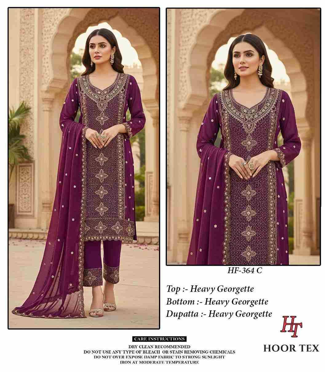 Hoor Tex Hit Design HF-364 Colours By Hoor Tex HF-364-A To HF-364-D Series Designer Festive Pakistani Suits Collection Beautiful Stylish Fancy Colorful Party Wear & Occasional Wear Heavy Georgette With Embroidered Dresses At Wholesale Price