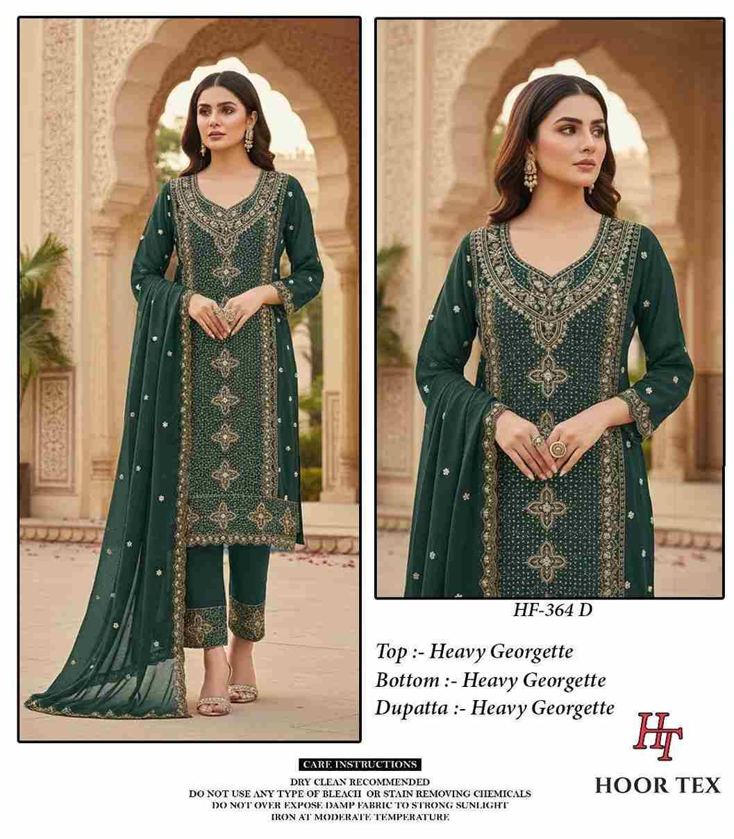 Hoor Tex Hit Design HF-364 Colours By Hoor Tex HF-364-A To HF-364-D Series Designer Festive Pakistani Suits Collection Beautiful Stylish Fancy Colorful Party Wear & Occasional Wear Heavy Georgette With Embroidered Dresses At Wholesale Price