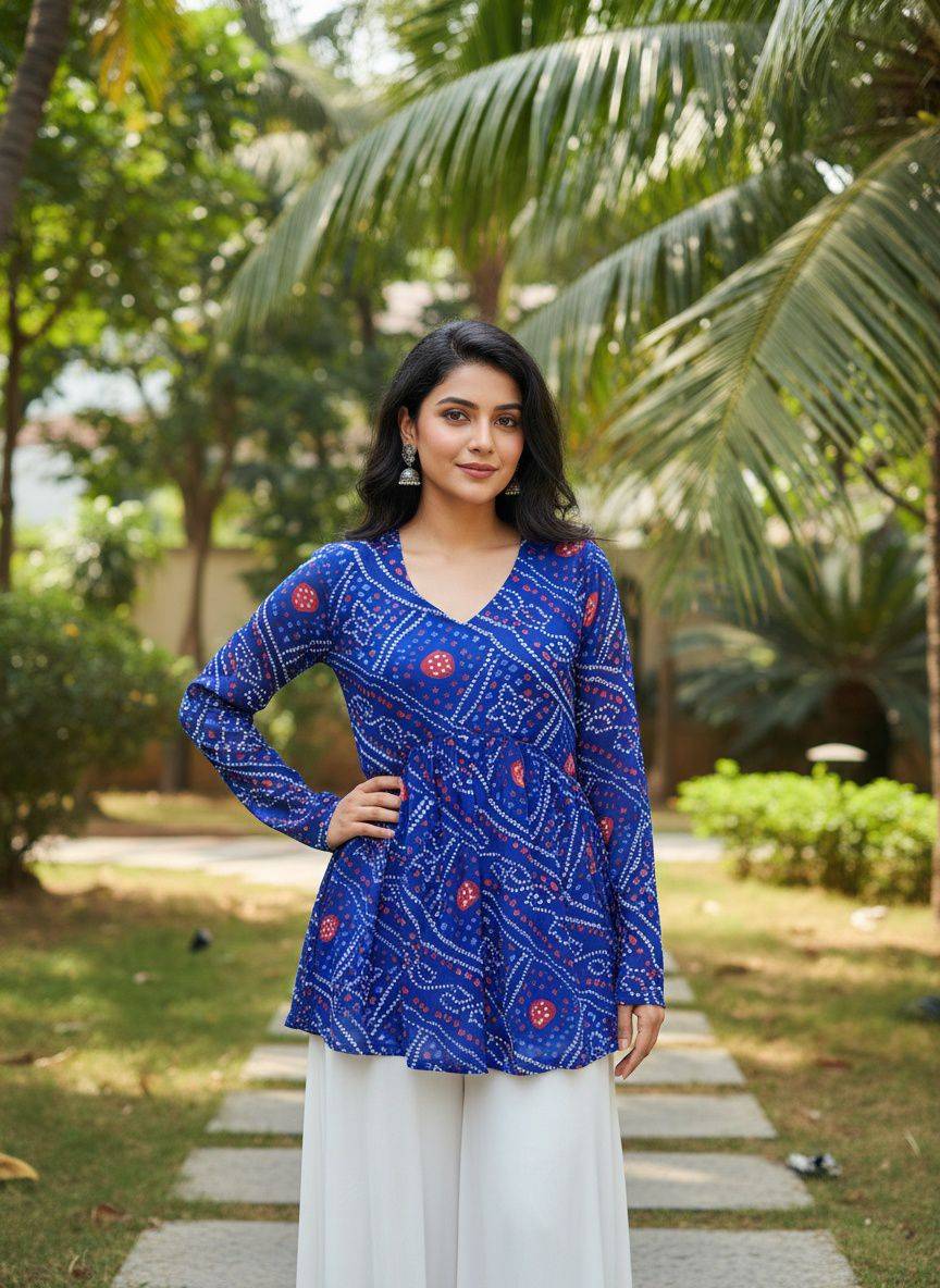 Bandhej By Kaamiri 01 To 07 Series Designer Stylish Fancy Colorful Beautiful Party Wear & Ethnic Wear Collection Pure Georgette Tops At Wholesale Price