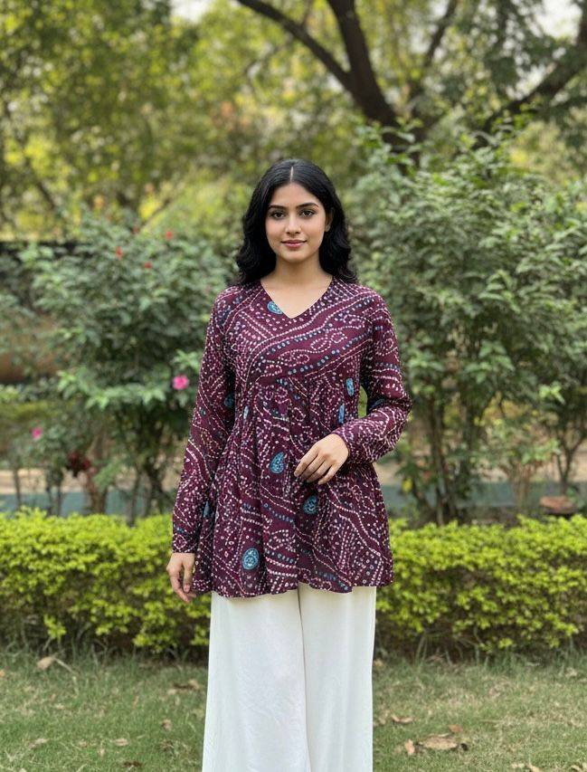 Bandhej By Kaamiri 01 To 07 Series Designer Stylish Fancy Colorful Beautiful Party Wear & Ethnic Wear Collection Pure Georgette Tops At Wholesale Price