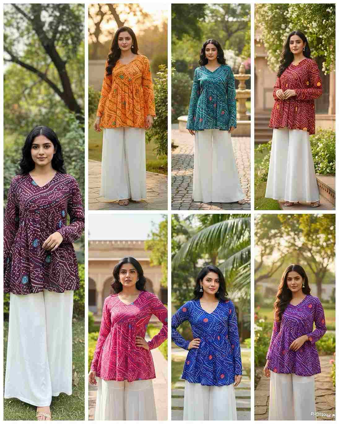 Bandhej By Kaamiri 01 To 07 Series Designer Stylish Fancy Colorful Beautiful Party Wear & Ethnic Wear Collection Pure Georgette Tops At Wholesale Price