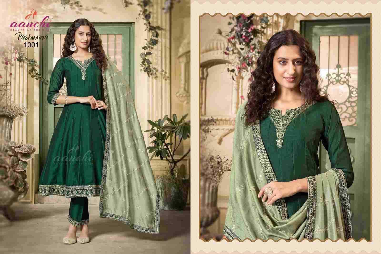 Pashmina By Aanchi 1001 To 1004 Series Beautiful Festive Suits Colorful Stylish Fancy Casual Wear & Ethnic Wear Vichitra Silk Dresses At Wholesale Price