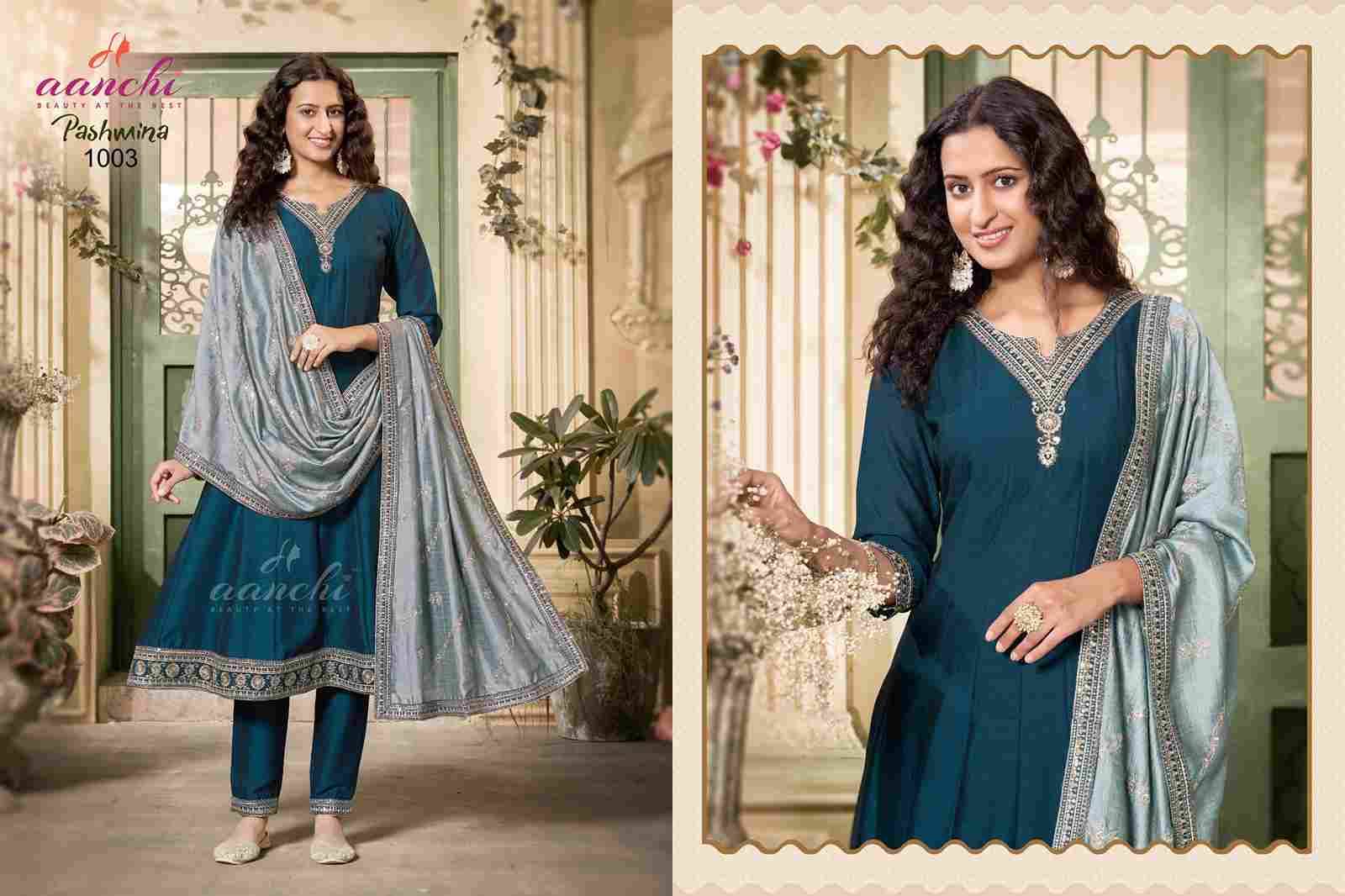 Pashmina By Aanchi 1001 To 1004 Series Beautiful Festive Suits Colorful Stylish Fancy Casual Wear & Ethnic Wear Vichitra Silk Dresses At Wholesale Price