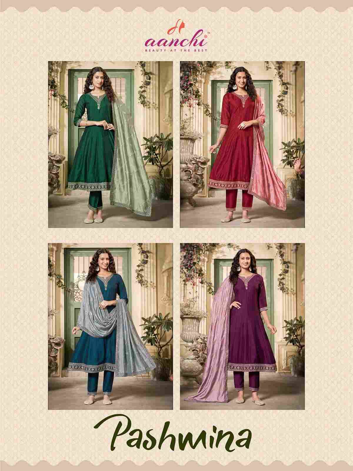 Pashmina By Aanchi 1001 To 1004 Series Beautiful Festive Suits Colorful Stylish Fancy Casual Wear & Ethnic Wear Vichitra Silk Dresses At Wholesale Price