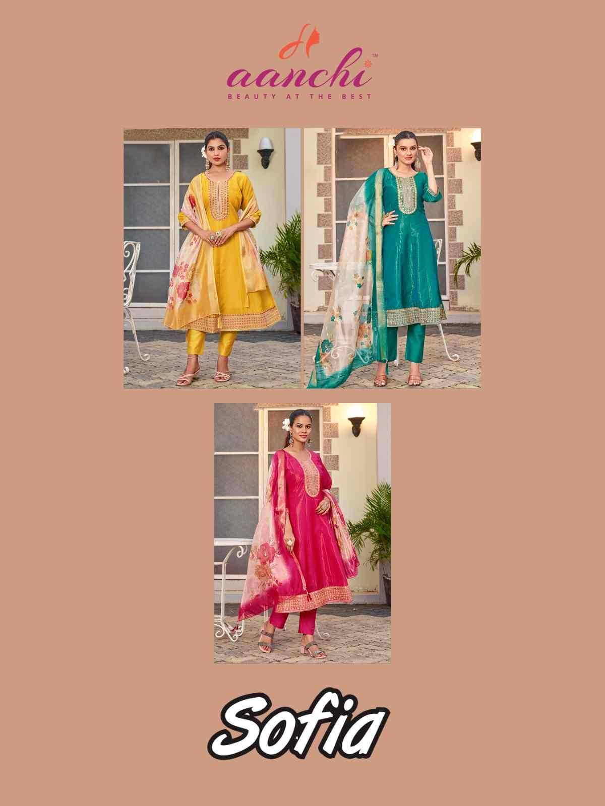 Sofia By Aanchi 01 To 03 Series Beautiful Suits Colorful Stylish Fancy Casual Wear & Ethnic Wear Shimmer Dresses At Wholesale Price