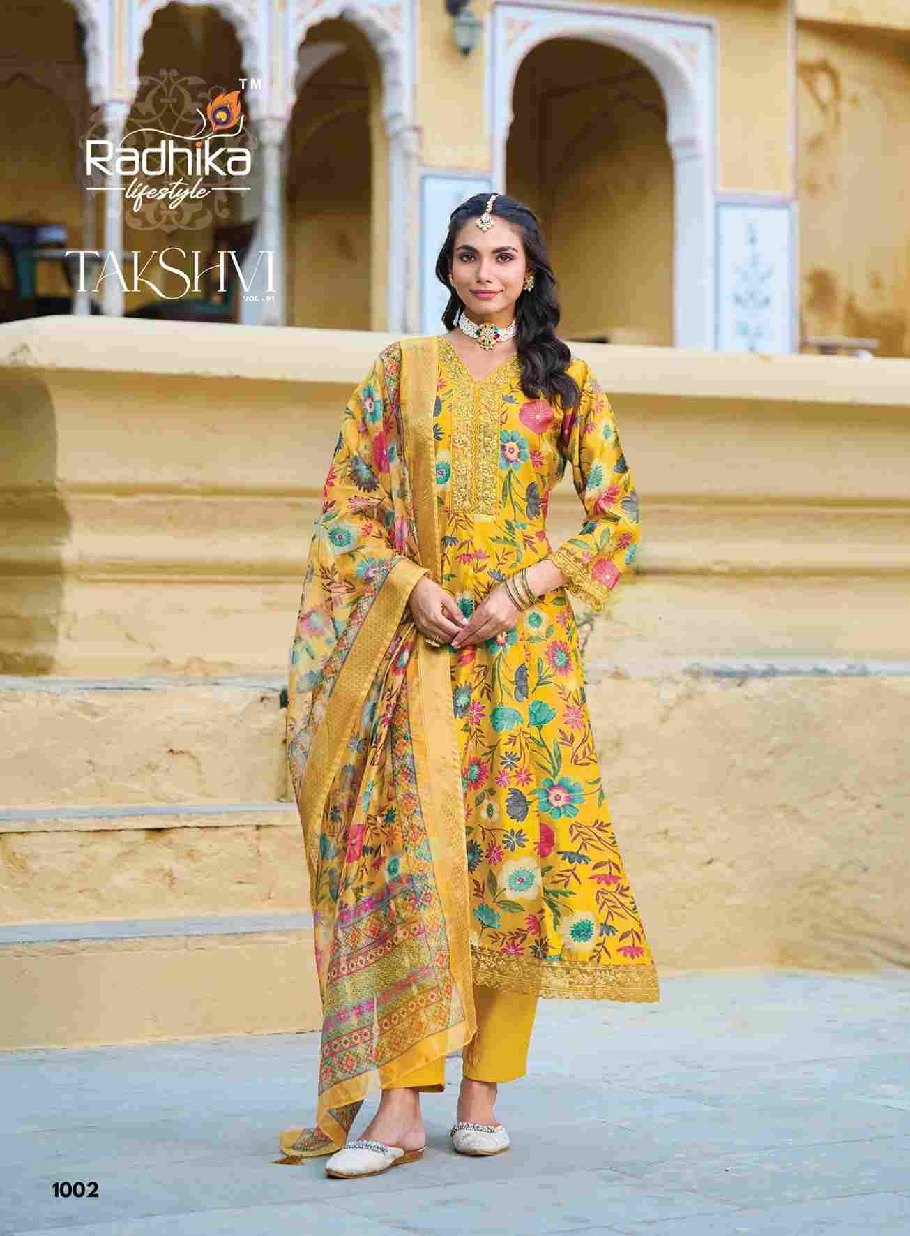 Takshvi Vol-1 By Radhika Lifestyle 1001 To 1006 Series Beautiful Festive Suits Colorful Stylish Fancy Casual Wear & Ethnic Wear Vertican Print Dresses At Wholesale Price
