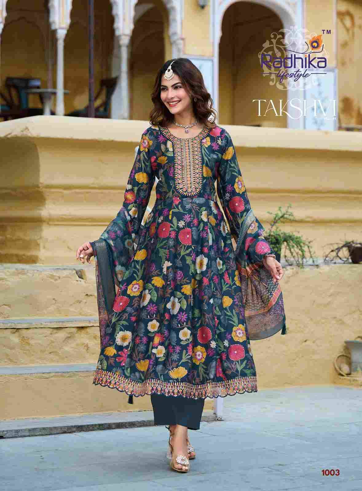 Takshvi Vol-1 By Radhika Lifestyle 1001 To 1006 Series Beautiful Festive Suits Colorful Stylish Fancy Casual Wear & Ethnic Wear Vertican Print Dresses At Wholesale Price