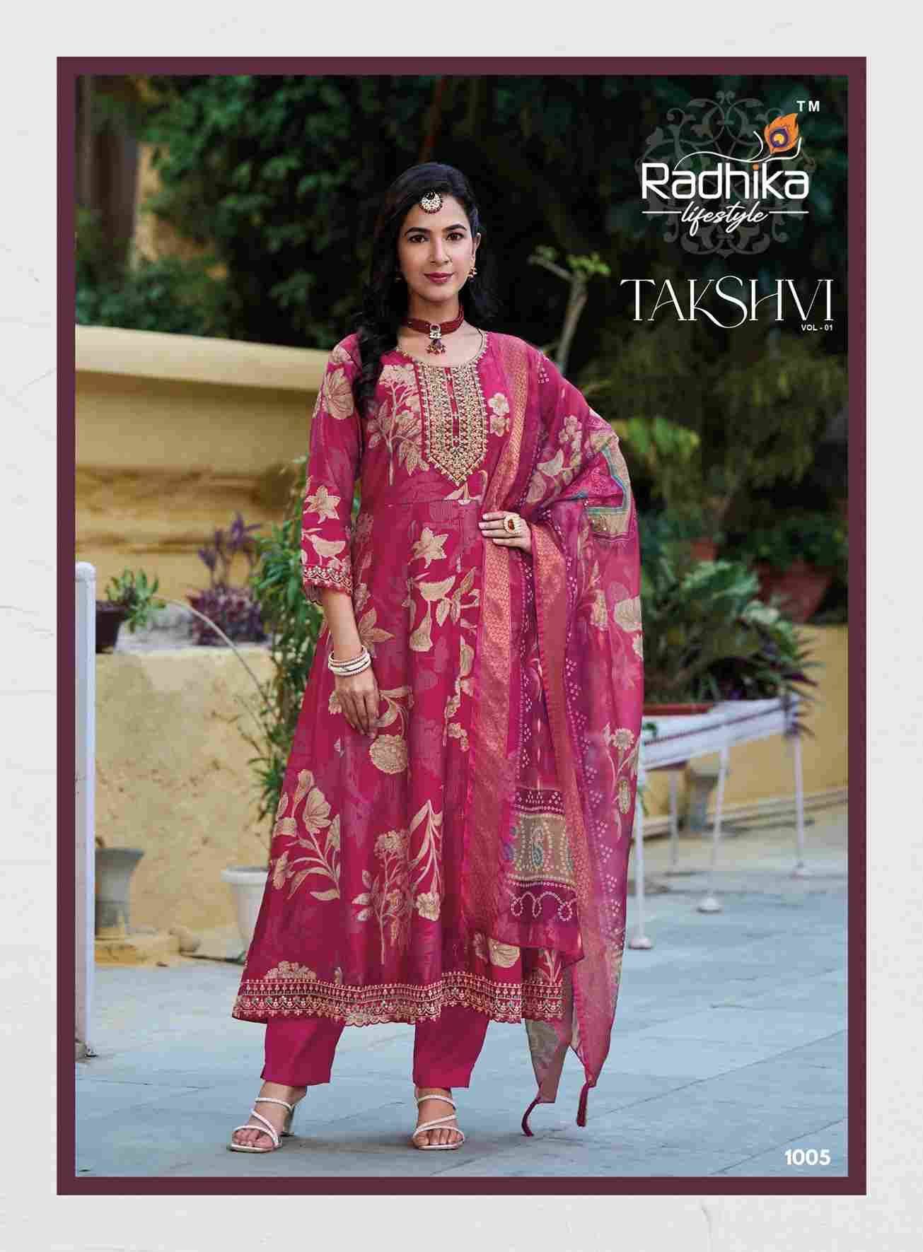 Takshvi Vol-1 By Radhika Lifestyle 1001 To 1006 Series Beautiful Festive Suits Colorful Stylish Fancy Casual Wear & Ethnic Wear Vertican Print Dresses At Wholesale Price