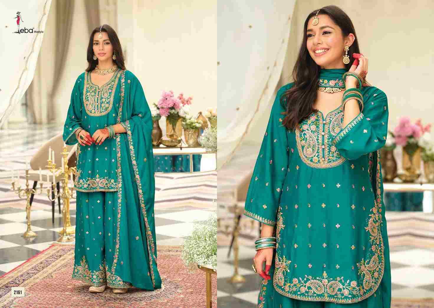 Saaj By Eba Lifestyle 2161 To 2163 Series Beautiful Stylish Festive Suits Fancy Colorful Casual Wear & Ethnic Wear & Ready To Wear Heavy Chinnon Embroidered Dresses At Wholesale Price
