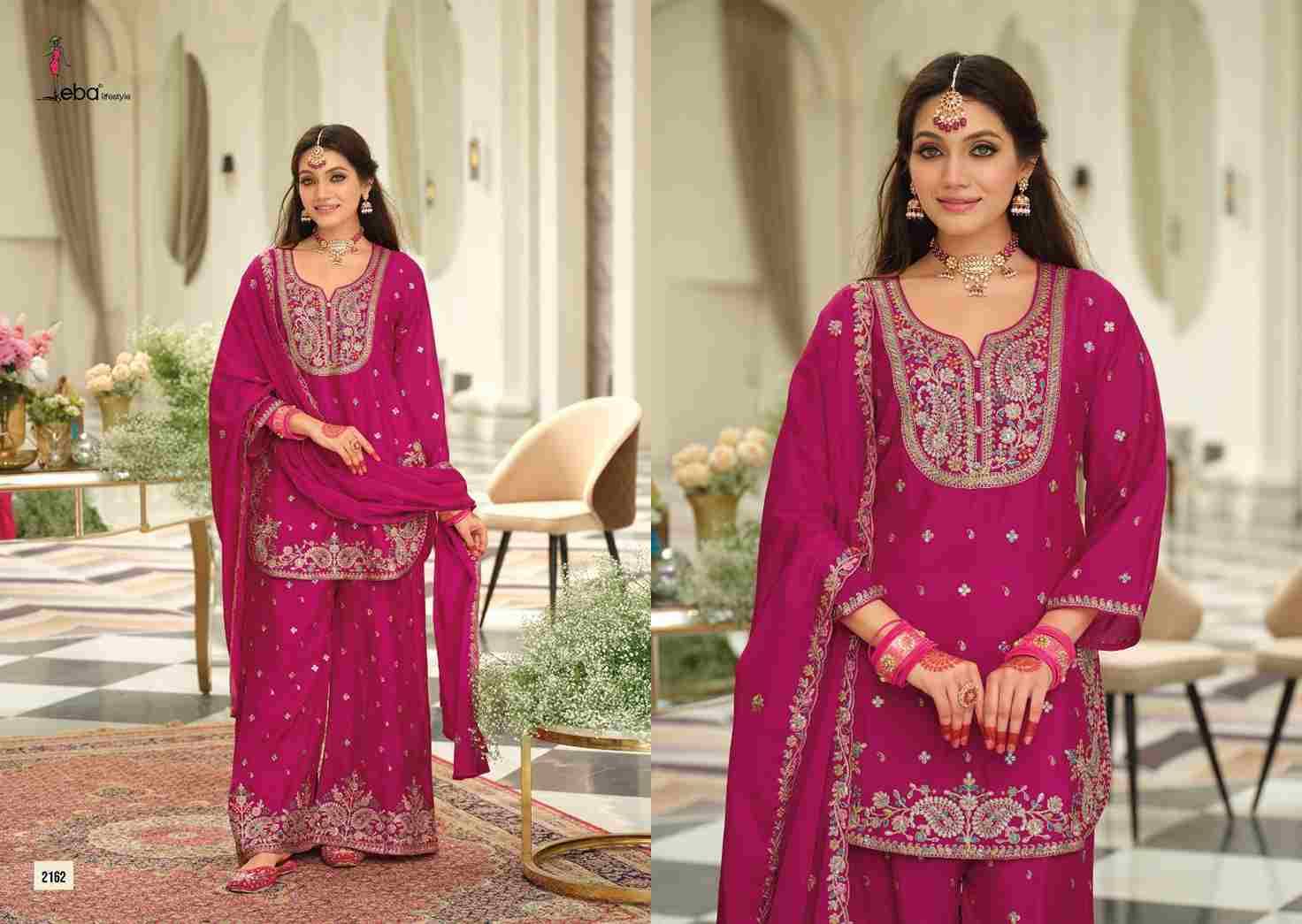 Saaj By Eba Lifestyle 2161 To 2163 Series Beautiful Stylish Festive Suits Fancy Colorful Casual Wear & Ethnic Wear & Ready To Wear Heavy Chinnon Embroidered Dresses At Wholesale Price
