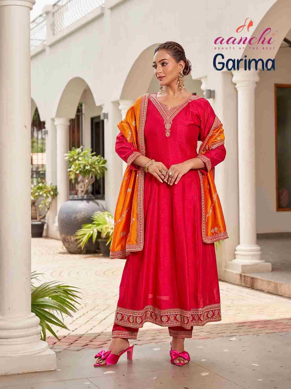Garima By Aanchi 01 To 04 Series Beautiful Suits Colorful Stylish Fancy Casual Wear & Ethnic Wear Vichitra Silk Dresses At Wholesale Price