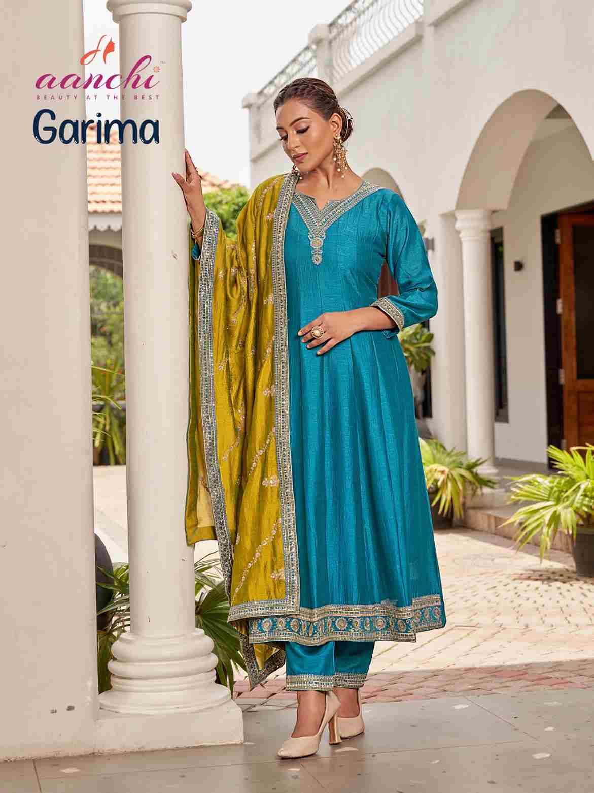 Garima By Aanchi 01 To 04 Series Beautiful Suits Colorful Stylish Fancy Casual Wear & Ethnic Wear Vichitra Silk Dresses At Wholesale Price