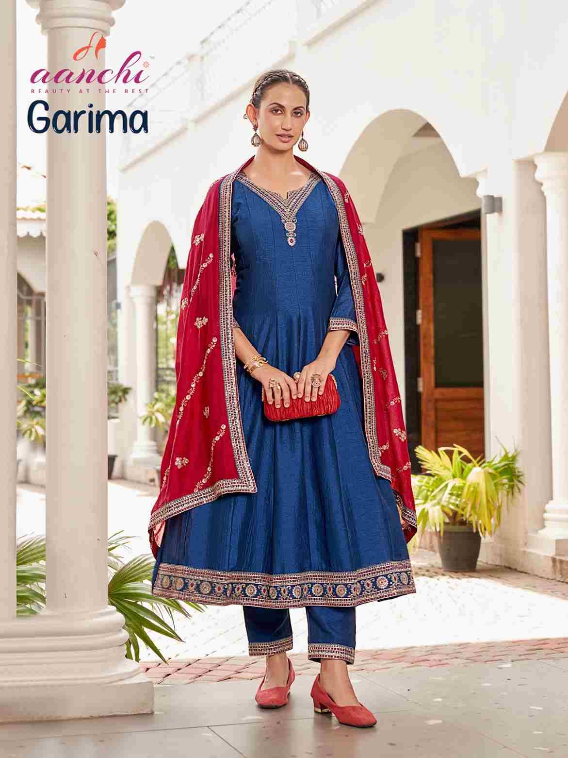 Garima By Aanchi 01 To 04 Series Beautiful Suits Colorful Stylish Fancy Casual Wear & Ethnic Wear Vichitra Silk Dresses At Wholesale Price