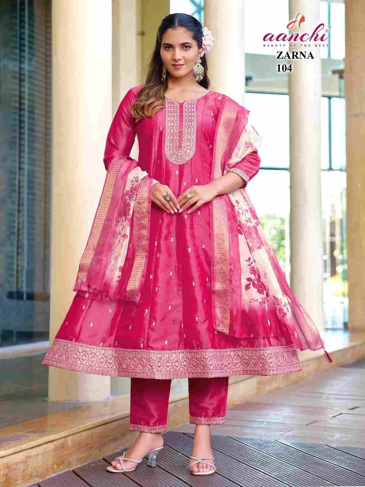 Zarna By Aanchi 101 To 104 Series Beautiful Suits Colorful Stylish Fancy Casual Wear & Ethnic Wear Pure Shimmer Dresses At Wholesale Price