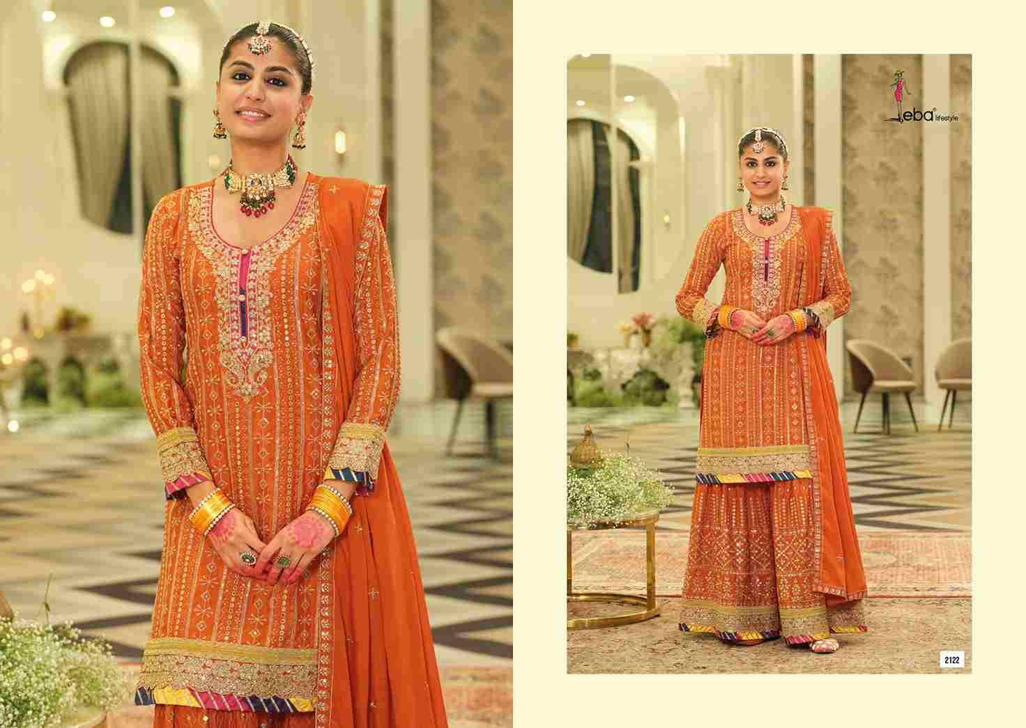 Armani Vol-7 By Eba Lifestyle 2121 To 2123 Series Designer Sharara Suits Collection Beautiful Stylish Fancy Colorful Party Wear & Occasional Wear Heavy Chinnon Dresses At Wholesale Price