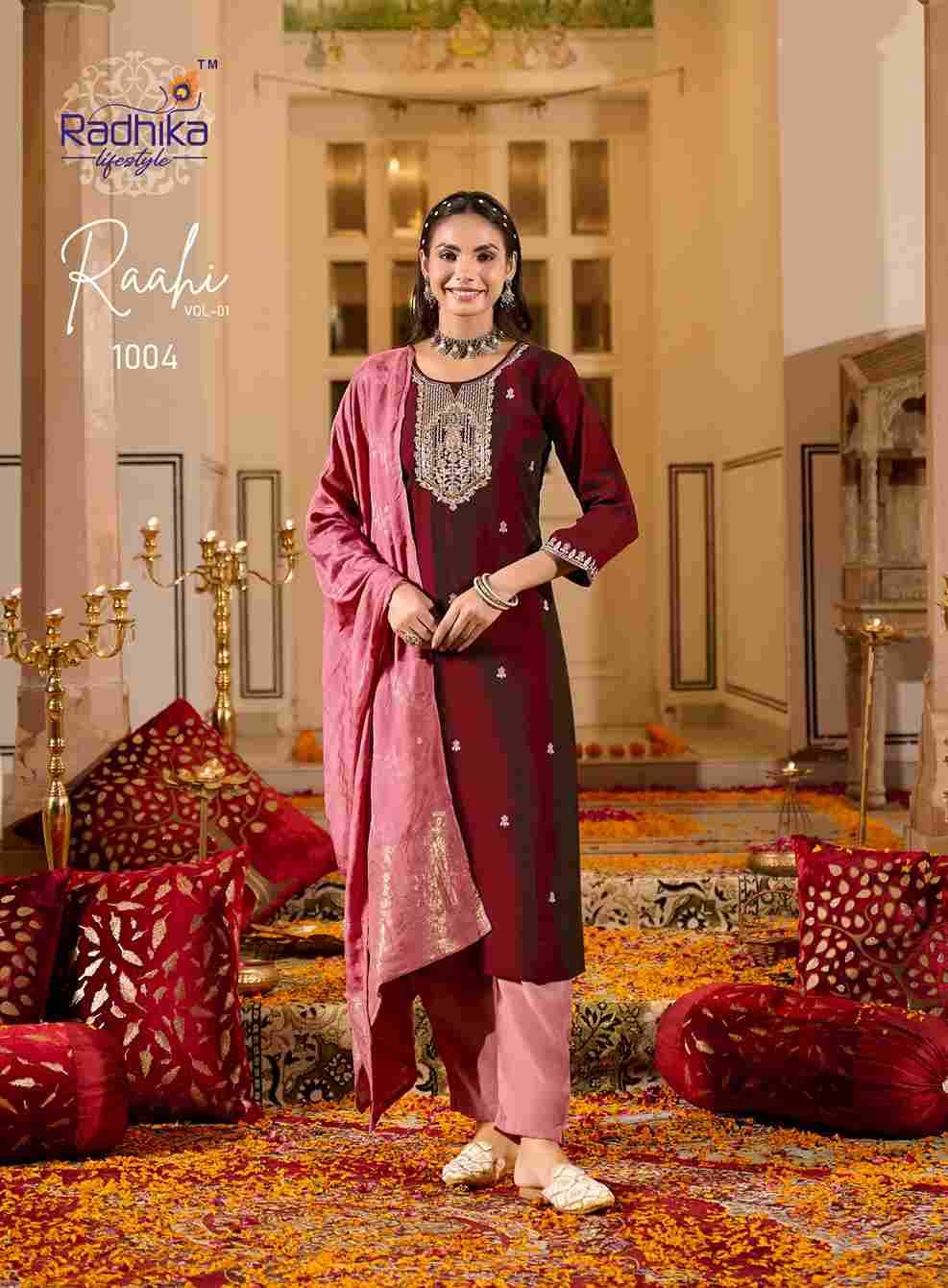 Raahi Vol-1 By Radhika Lifestyle 1001 To 1006 Series Beautiful Festive Suits Colorful Stylish Fancy Casual Wear & Ethnic Wear Rangeela Silk Print Dresses At Wholesale Price