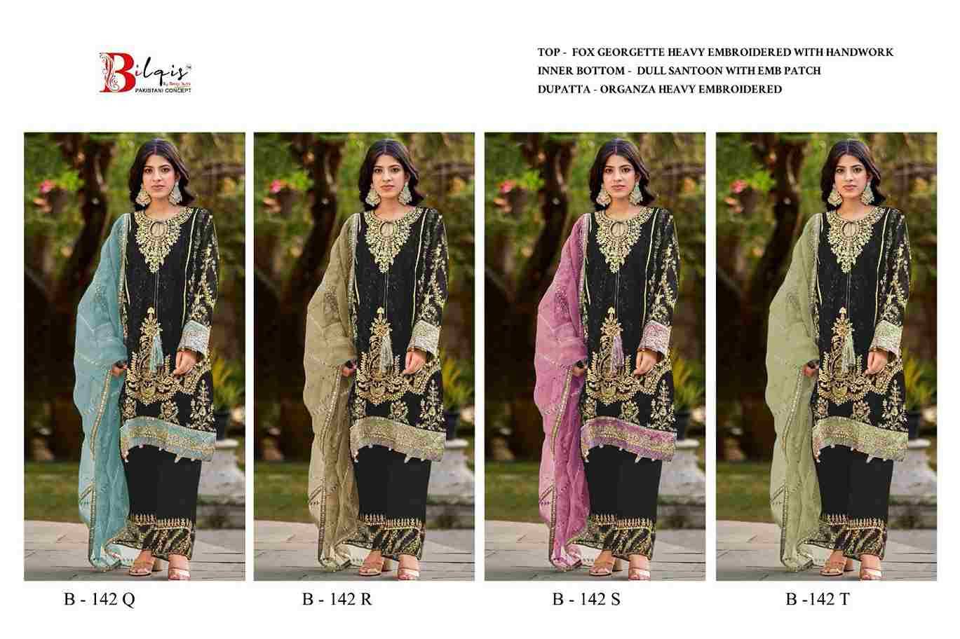 Bilqis 142 Colours Vol-9 By Bilqis 142-Q To 142-T Series Beautiful Pakistani Suits Stylish Fancy Colorful Party Wear & Occasional Wear Faux Georgette Embroidery Dresses At Wholesale Price