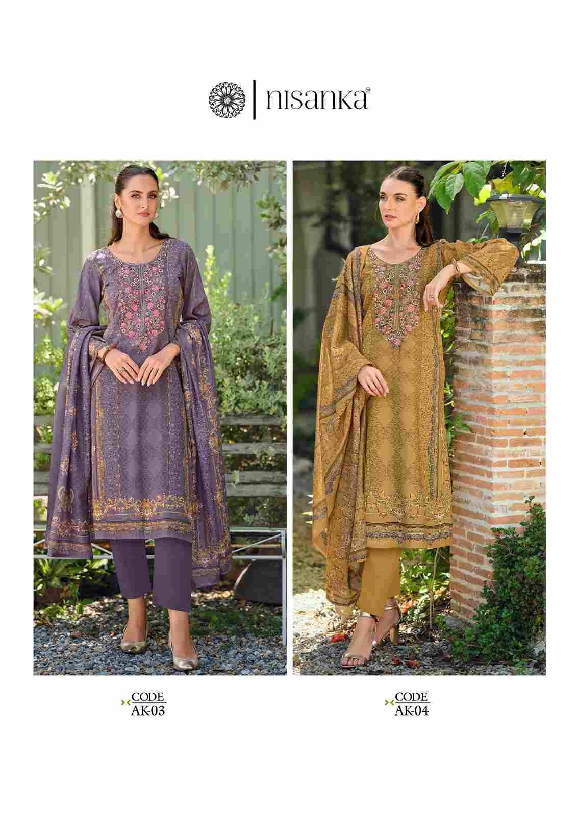 Aykaa By Nisanka 01 To 04 Series Wholesale Designer Festive Suits Collection Beautiful Stylish Fancy Colorful Party Wear & Occasional Wear Pure Viscose Lawn Print Dresses At Wholesale Price