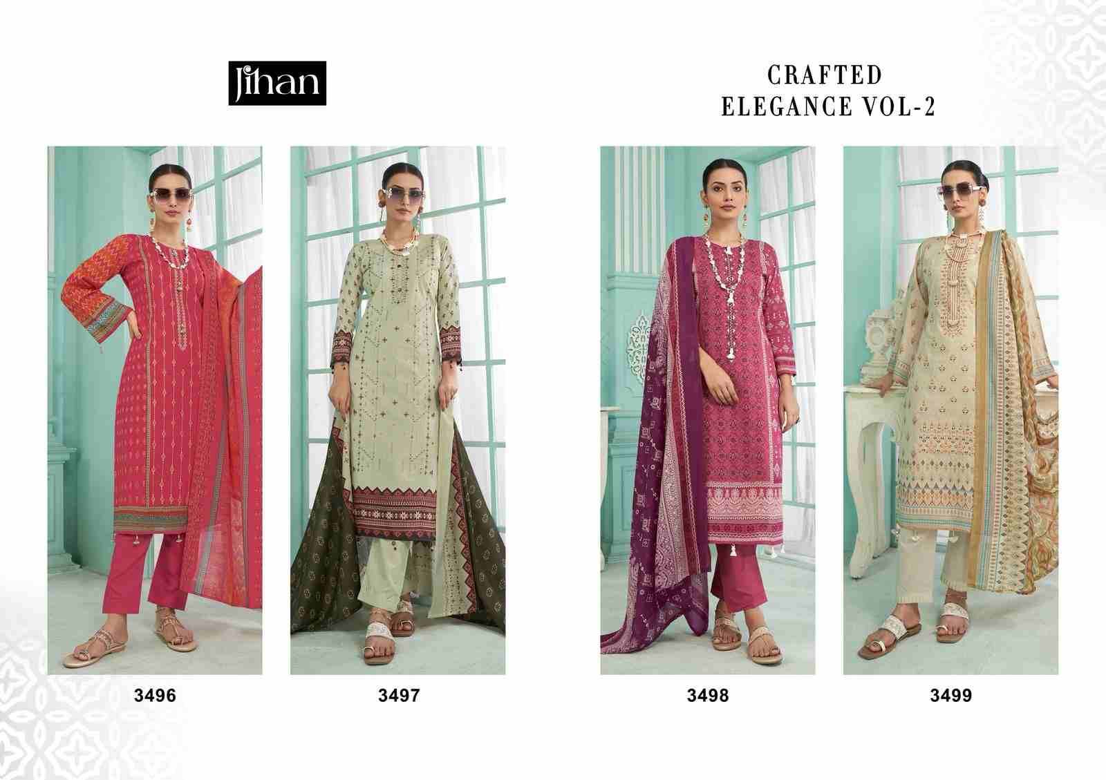Crafted Elegance Vol-2 By Jihan 3496 To 3499 Series Designer Pakistani Suits Beautiful Fancy Stylish Colorful Party Wear & Occasional Wear Pure Lawn Dresses At Wholesale Price