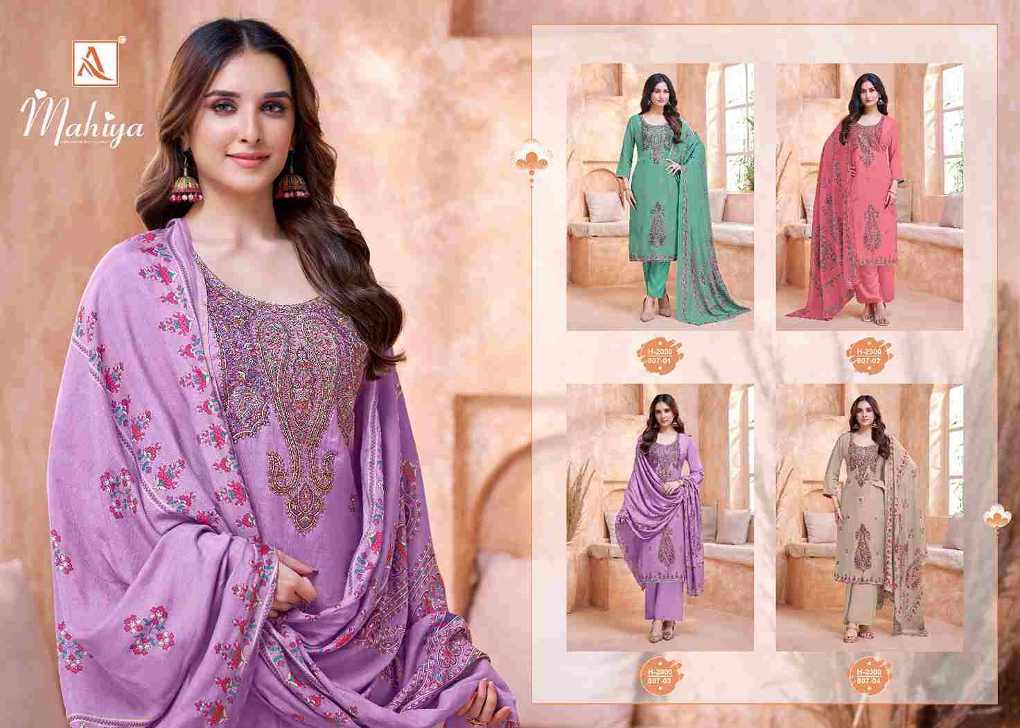 Mahiya By Alok Suit 2000-807-01 To 2000-807-04 Series Beautiful Festive Suits Stylish Fancy Colorful Casual Wear & Ethnic Wear Pure Viscose Muslin Dresses At Wholesale Price