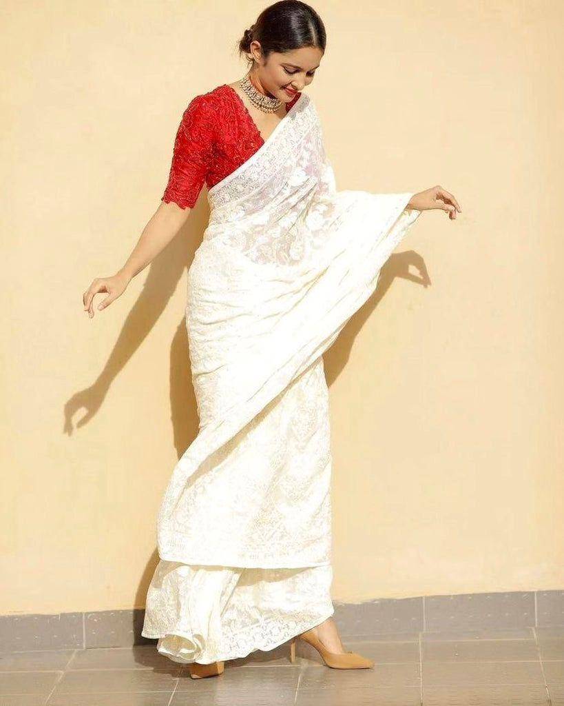 Vs-Krisha By Fashid Wholesale Indian Traditional Wear Collection Beautiful Stylish Fancy Colorful Party Wear & Occasional Wear Georgette Sarees At Wholesale Price