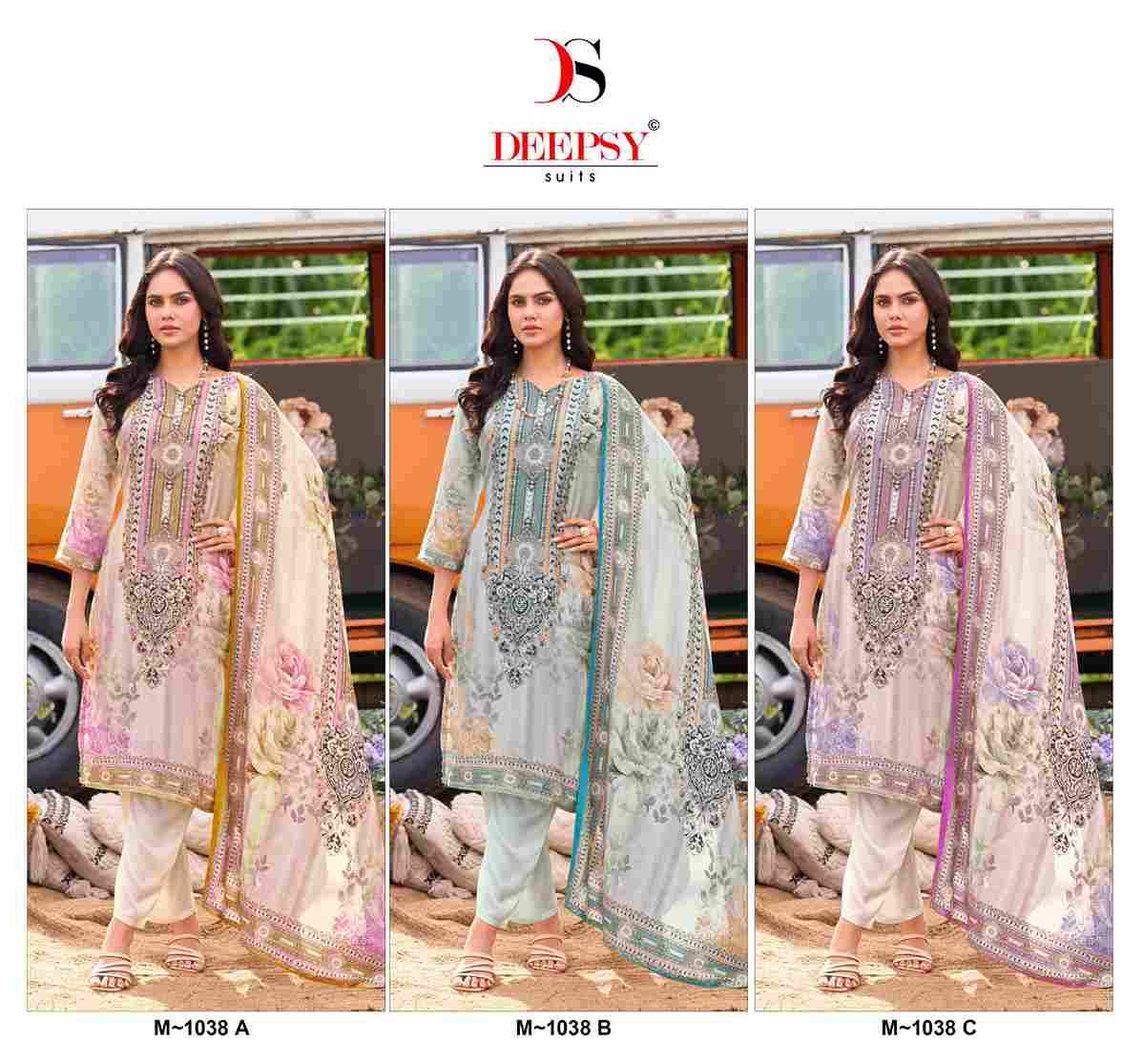 Deepsy Hit Design 1038 Colours By Deepsy Suits 1038-A To 1038-C Series Beautiful Pakistani Suits Colorful Stylish Fancy Casual Wear & Ethnic Wear Pure Viscose Muslin Embroidered Dresses At Wholesale Price