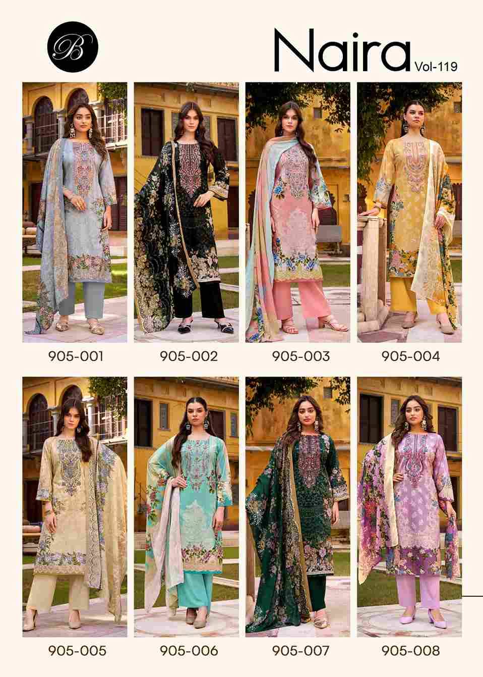 Naira Vol-119 By Belliza 905-001 To 905-008 Series Beautiful Festive Suits Stylish Fancy Colorful Casual Wear & Ethnic Wear Pure Cotton Print Dresses At Wholesale Price