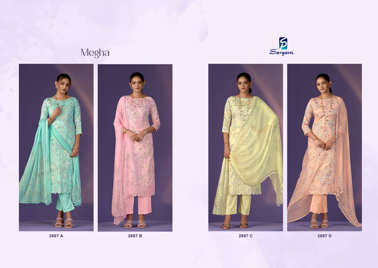 Megha By Sargam Prints 2697-A To 2697-D Series Beautiful Festive Suits Stylish Fancy Colorful Casual Wear & Ethnic Wear Pure Jam Dresses At Wholesale Price