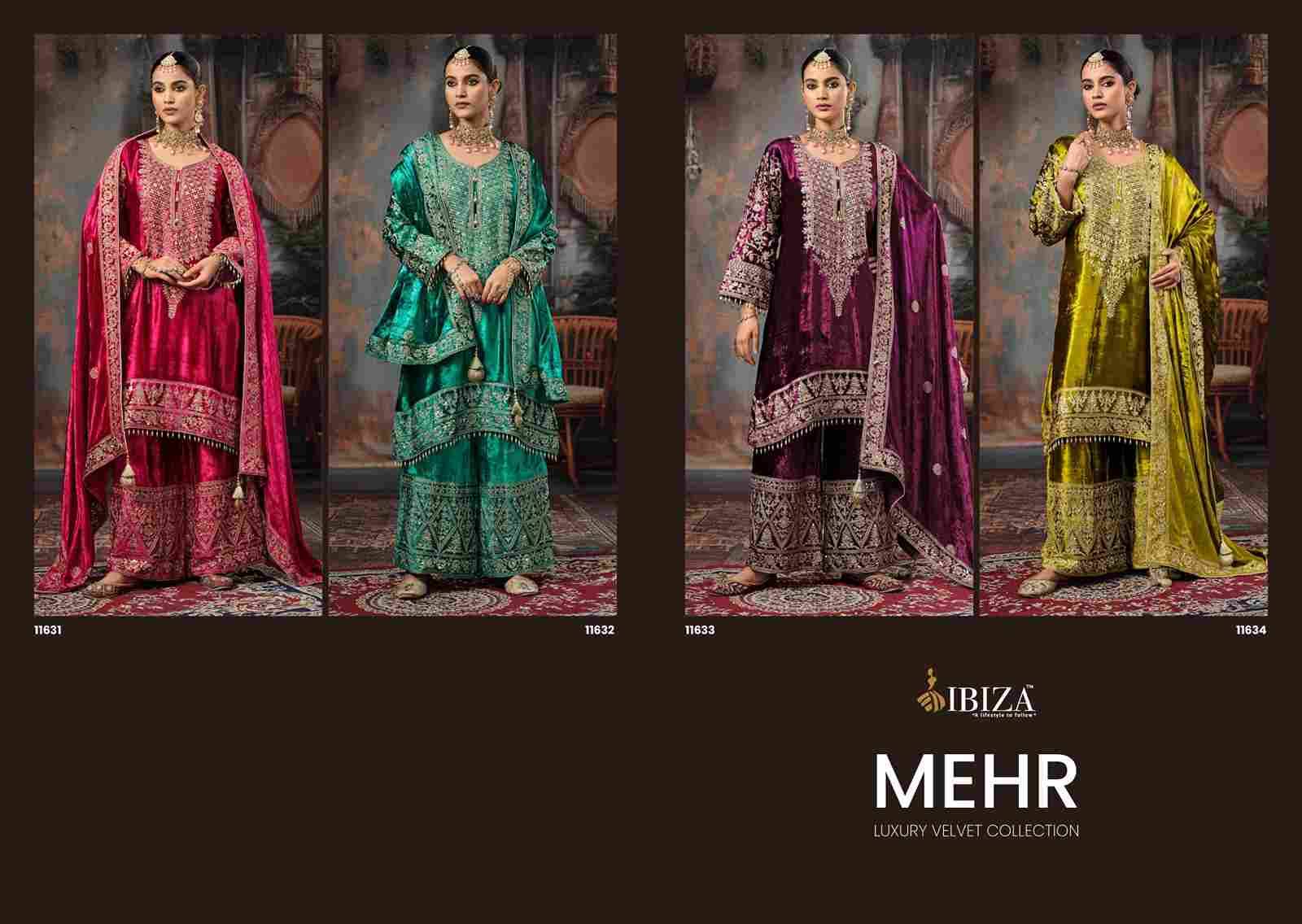 Mehr By Ibiza 11631 To 11634 Series Beautiful Festive Suits Colorful Stylish Fancy Casual Wear & Ethnic Wear Pure Viscose Velvet Dresses At Wholesale Price