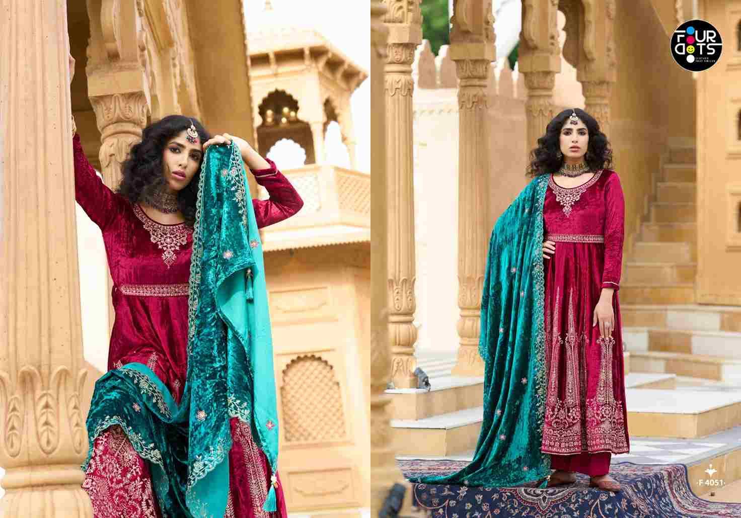 Anarkali By Four Dots 4051 To 4054 Series Designer Stylish Anarkali Fancy Colorful Beautiful Party Wear & Ethnic Wear Collection Viscose Pashmina Jacquard Dresses At Wholesale Price