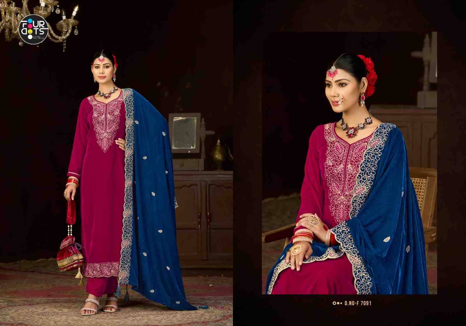 Vivica By Four Dots 4071 To 4074 Series Designer Stylish Fancy Colorful Beautiful Party Wear & Ethnic Wear Collection Viscose Pashmina Dresses At Wholesale Price