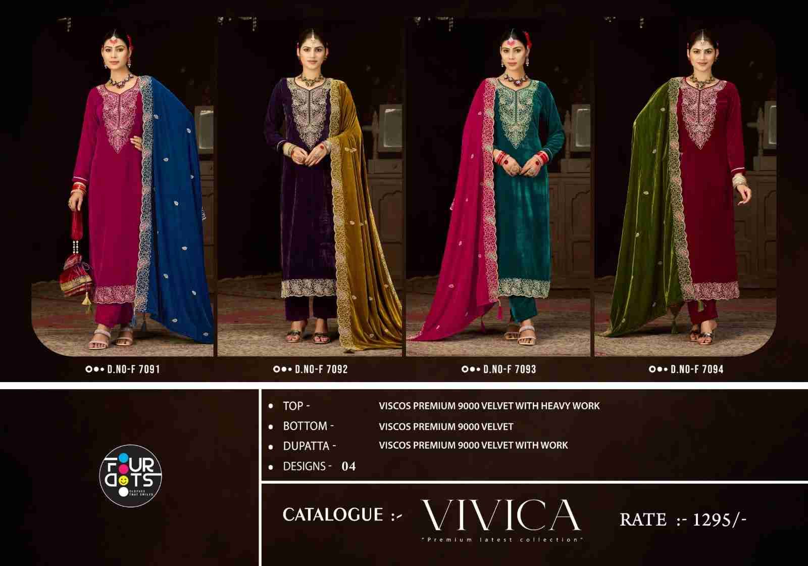 Vivica By Four Dots 4071 To 4074 Series Designer Stylish Fancy Colorful Beautiful Party Wear & Ethnic Wear Collection Viscose Pashmina Dresses At Wholesale Price