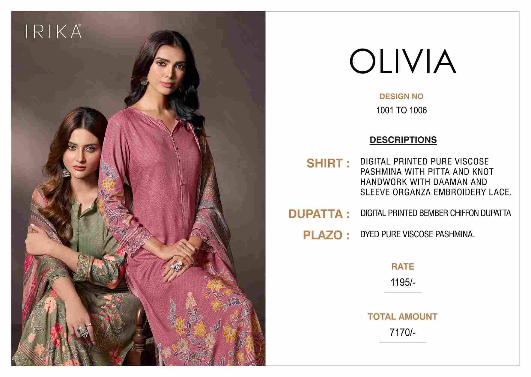 Olivia By Irika 1001 To 1006 Series Designer Stylish Fancy Colorful Beautiful Party Wear & Ethnic Wear Collection Viscose Pashmina Dresses At Wholesale Price