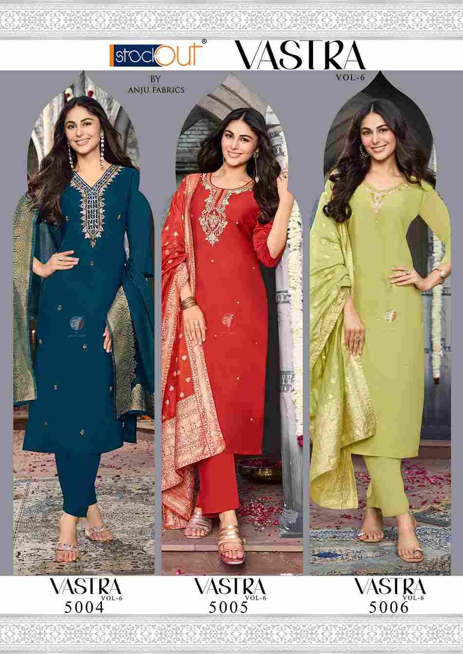 Vastra Vol-6 By Anju Fabrics 5001 To 5006 Series Suits Beautiful Fancy Colorful Stylish Party Wear & Occasional Wear Modal Silk Dresses At Wholesale Price