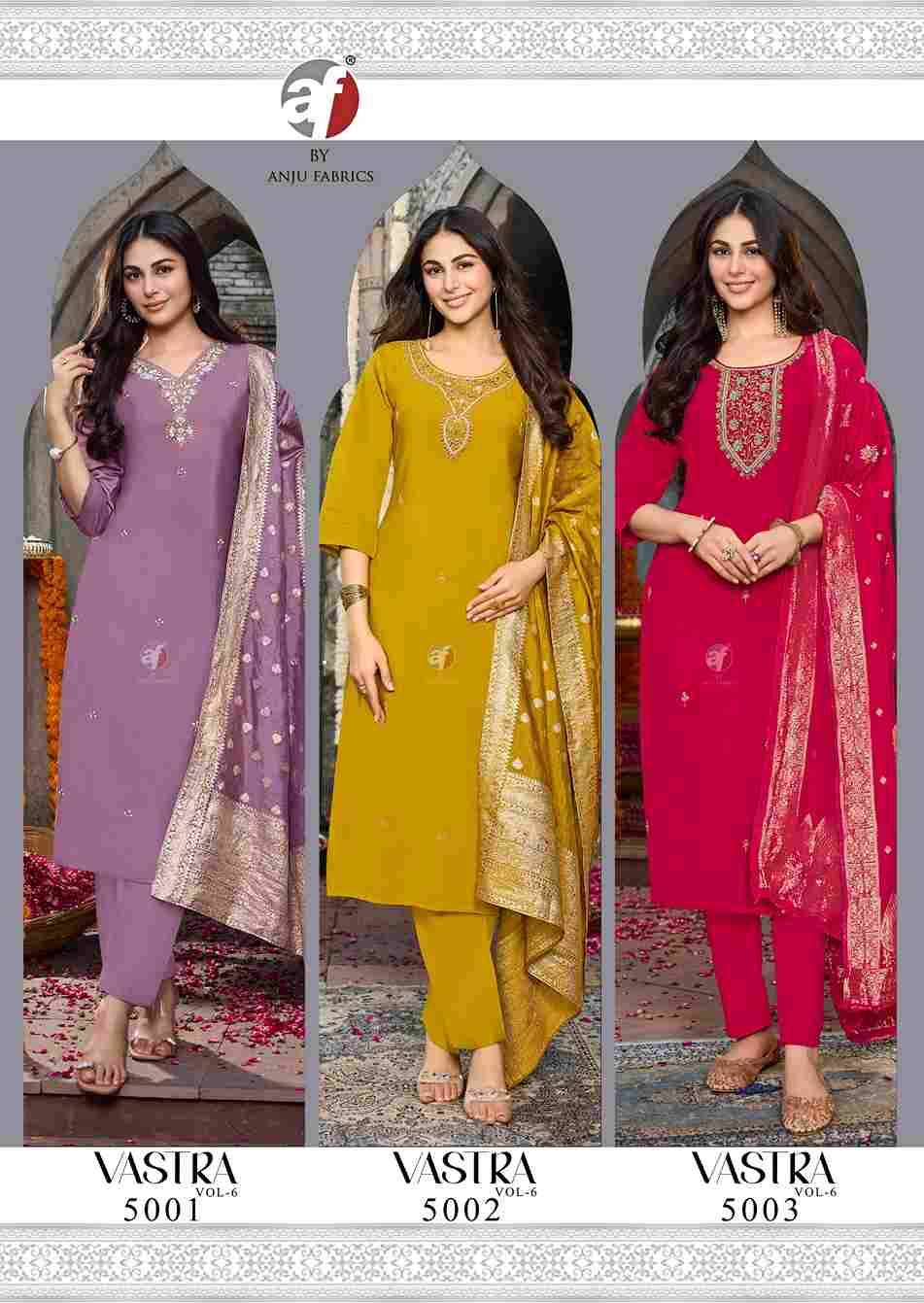 Vastra Vol-6 By Anju Fabrics 5001 To 5006 Series Suits Beautiful Fancy Colorful Stylish Party Wear & Occasional Wear Modal Silk Dresses At Wholesale Price