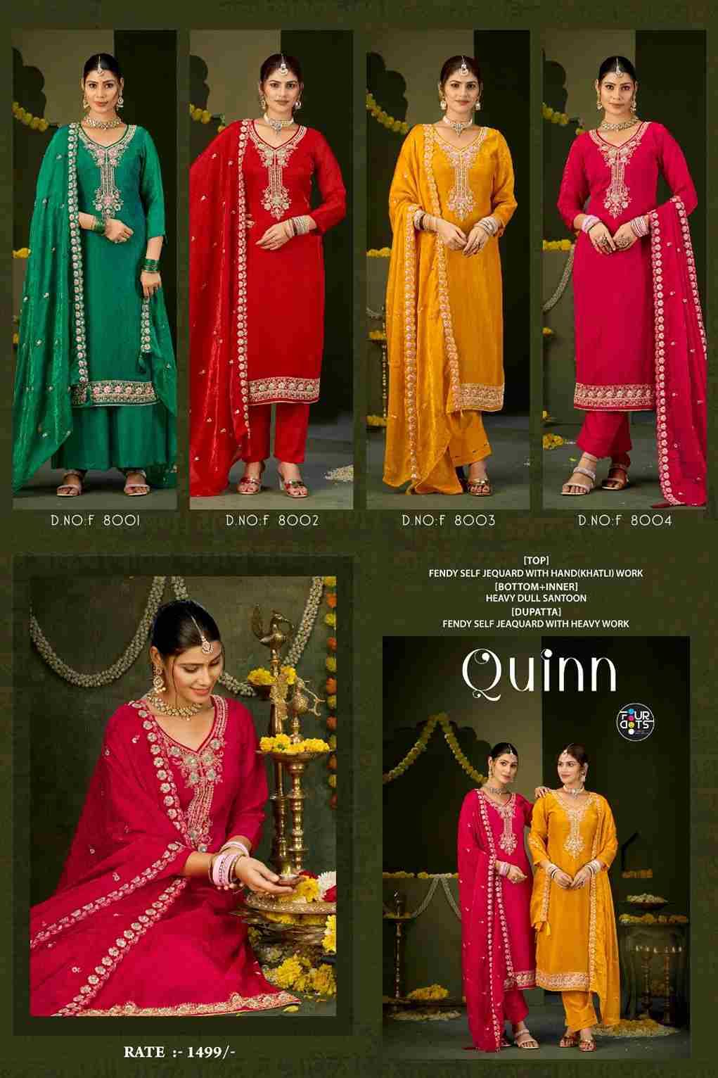 Quinn By Four Dots 8001 To 8004 Series Designer Stylish Fancy Colorful Beautiful Party Wear & Ethnic Wear Collection Jacquard Dresses At Wholesale Price
