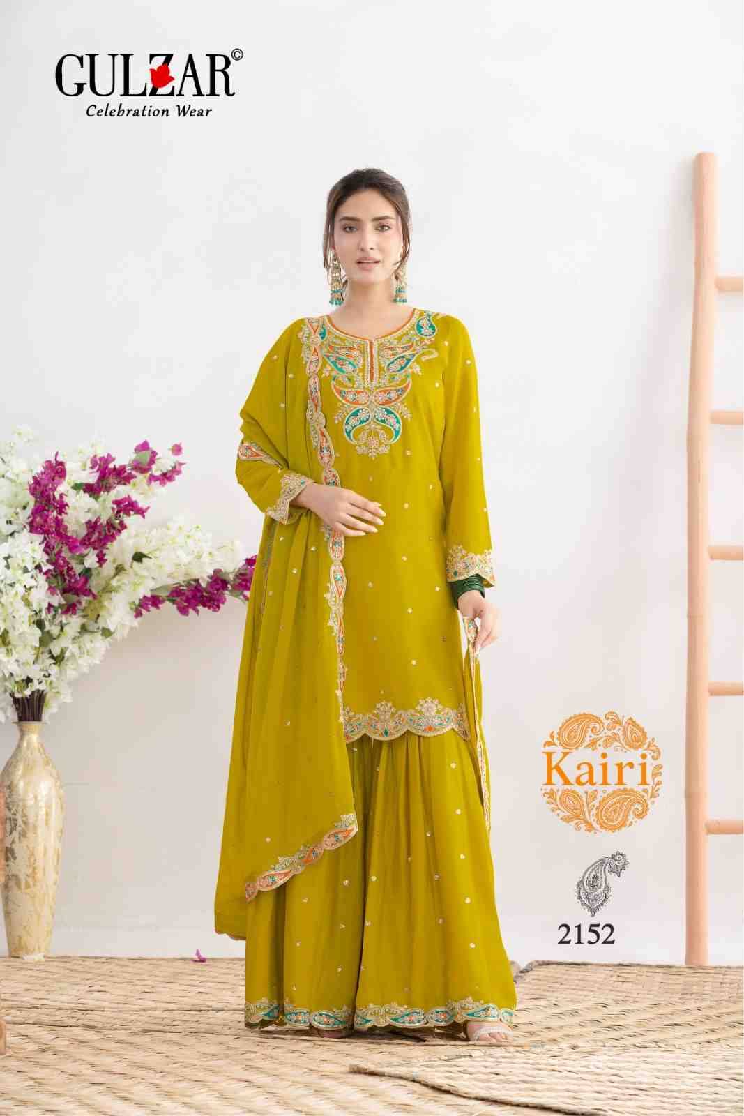 Kairi By Gulzar 2151 To 2153 Series Beautiful Sharara Suits Colorful Stylish Fancy Casual Wear & Ethnic Wear Chinnon Dresses At Wholesale Price