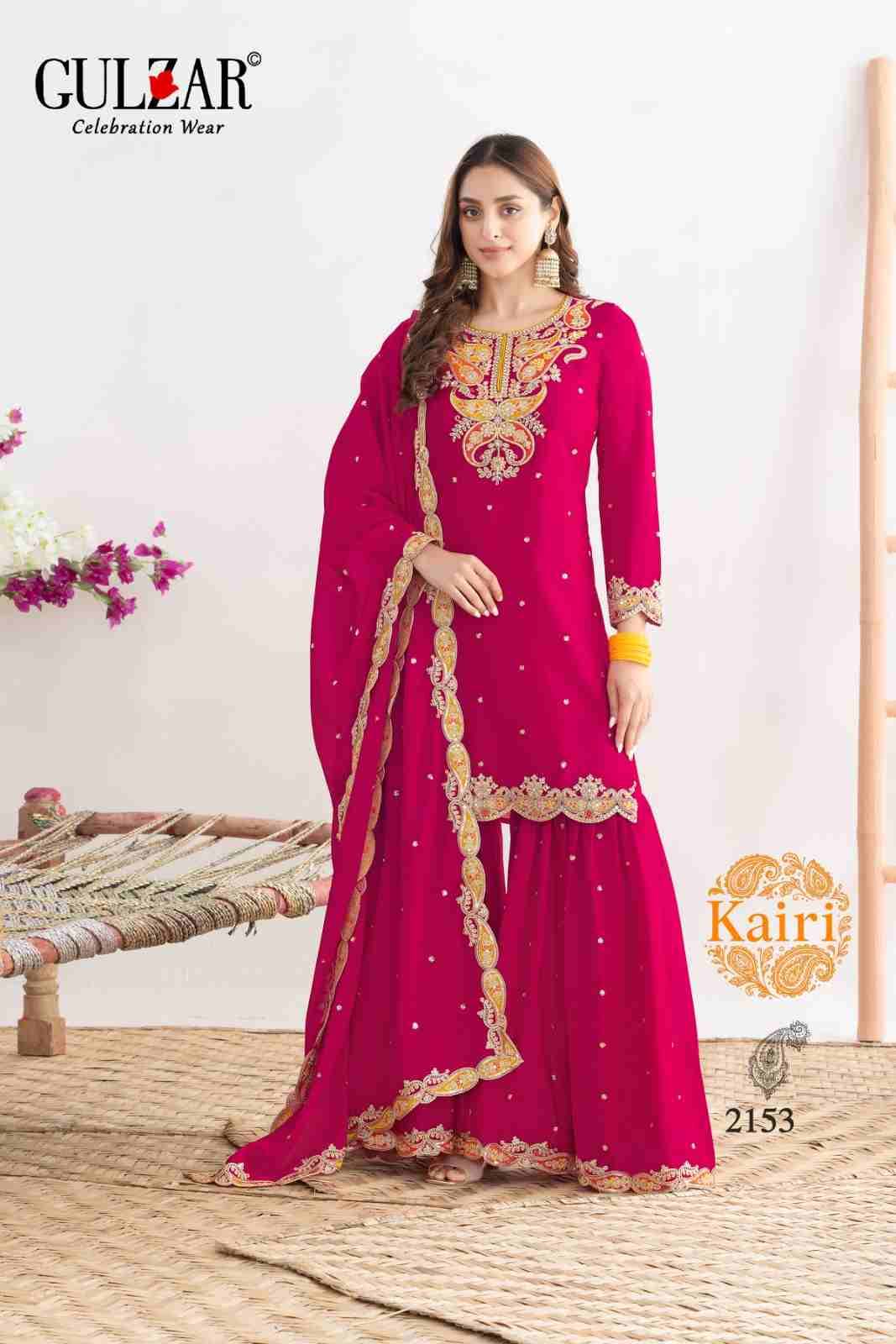 Kairi By Gulzar 2151 To 2153 Series Beautiful Sharara Suits Colorful Stylish Fancy Casual Wear & Ethnic Wear Chinnon Dresses At Wholesale Price