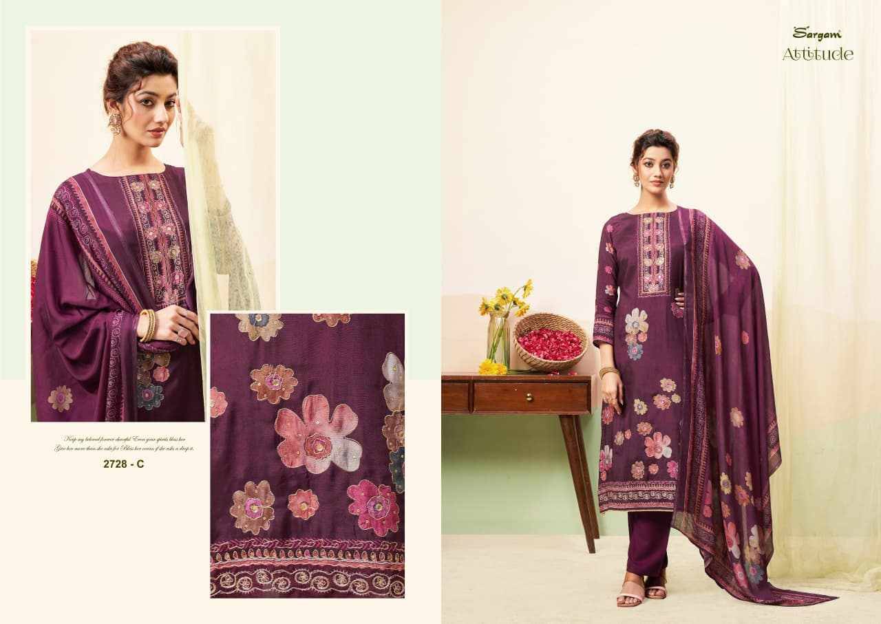 Attitude By Sargam Prints 2728-A To 2728-D Series Beautiful Festive Suits Stylish Fancy Colorful Casual Wear & Ethnic Wear Pure Bemberg Muslin Dresses At Wholesale Price