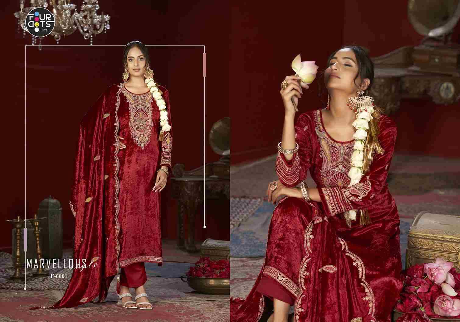 Festival By Four Dots 6001 To 6004 Series Designer Stylish Fancy Colorful Beautiful Party Wear & Ethnic Wear Collection Viscose Velvet Dresses At Wholesale Price