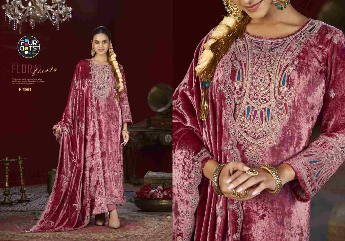 Festival By Four Dots 6001 To 6004 Series Designer Stylish Fancy Colorful Beautiful Party Wear & Ethnic Wear Collection Viscose Velvet Dresses At Wholesale Price