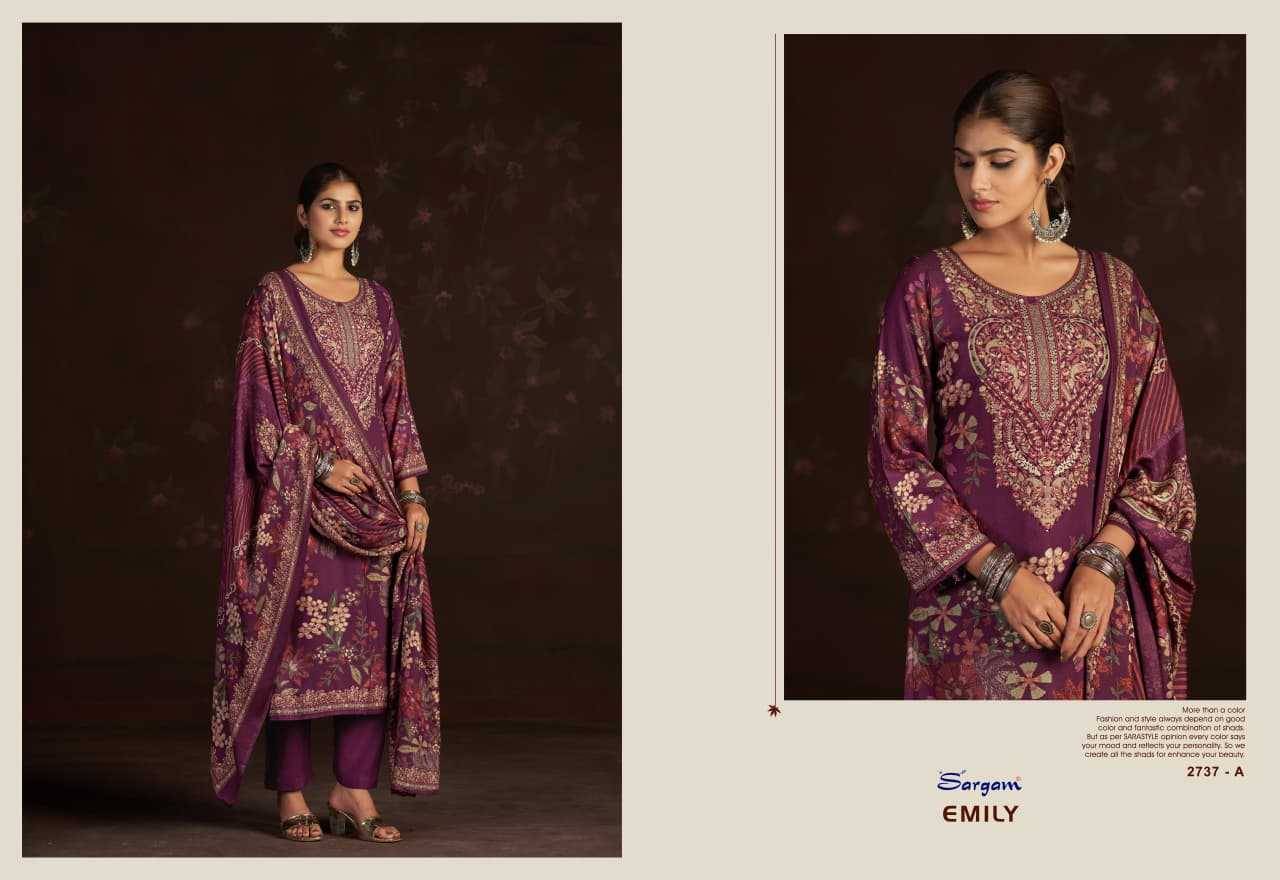 Emily By Sargam Prints 2737-A To 2737-D Series Beautiful Festive Suits Stylish Fancy Colorful Casual Wear & Ethnic Wear Pure Viscose Pashmina Dresses At Wholesale Price